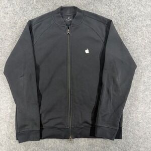 Apple Employee Exclusive Bomber Jacket Mens Small Black Full Zip Track Jacket